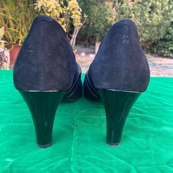 Giani Bernini Vallariaa Black Suede & Faux pantent Mary Jane Heels Pumps Size 11 - Picture 5 of 8